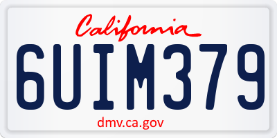 CA license plate 6UIM379