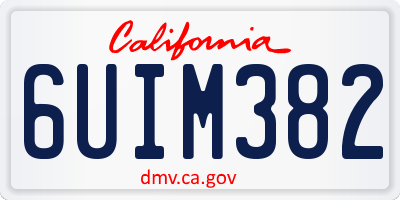 CA license plate 6UIM382