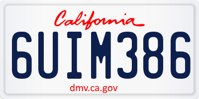 CA license plate 6UIM386