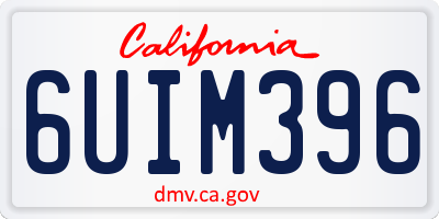 CA license plate 6UIM396