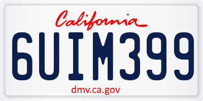 CA license plate 6UIM399