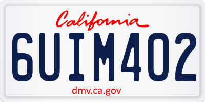 CA license plate 6UIM402