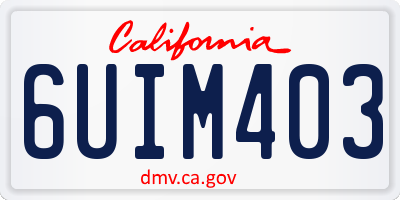 CA license plate 6UIM403
