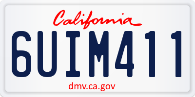 CA license plate 6UIM411