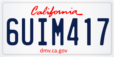 CA license plate 6UIM417