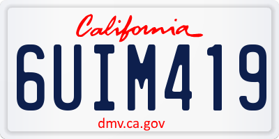 CA license plate 6UIM419