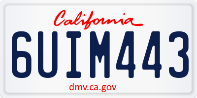 CA license plate 6UIM443