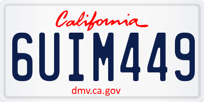 CA license plate 6UIM449