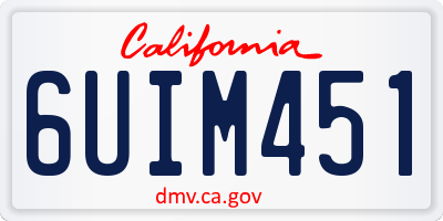 CA license plate 6UIM451