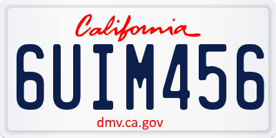 CA license plate 6UIM456