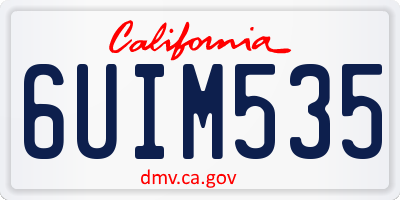 CA license plate 6UIM535