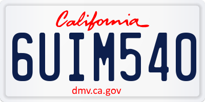 CA license plate 6UIM540