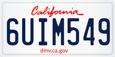 CA license plate 6UIM549