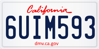 CA license plate 6UIM593