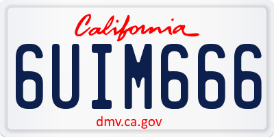 CA license plate 6UIM666