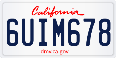 CA license plate 6UIM678