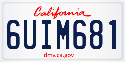 CA license plate 6UIM681