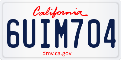 CA license plate 6UIM704
