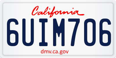 CA license plate 6UIM706