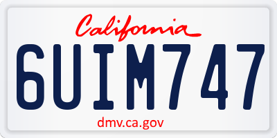 CA license plate 6UIM747