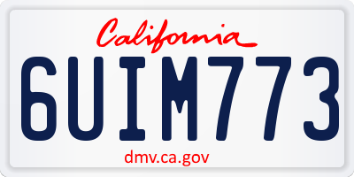 CA license plate 6UIM773