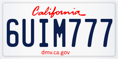 CA license plate 6UIM777