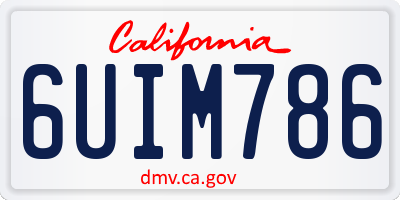 CA license plate 6UIM786