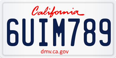 CA license plate 6UIM789