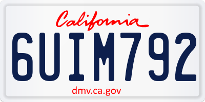 CA license plate 6UIM792