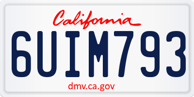 CA license plate 6UIM793