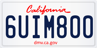 CA license plate 6UIM800