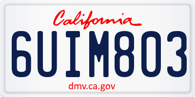 CA license plate 6UIM803