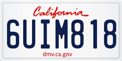 CA license plate 6UIM818