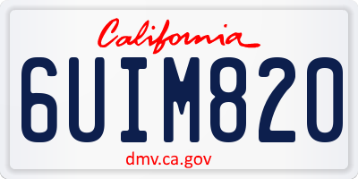 CA license plate 6UIM820