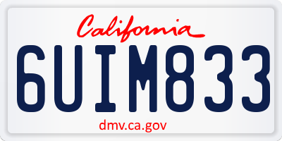 CA license plate 6UIM833