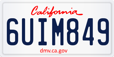 CA license plate 6UIM849