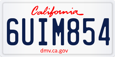 CA license plate 6UIM854