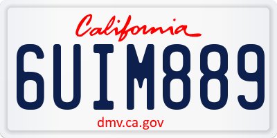 CA license plate 6UIM889