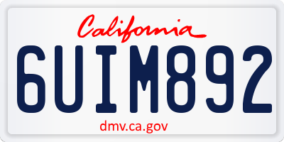 CA license plate 6UIM892