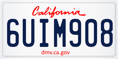CA license plate 6UIM908