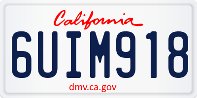CA license plate 6UIM918