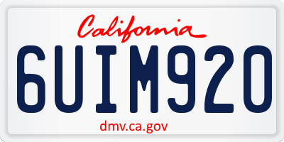 CA license plate 6UIM920