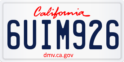 CA license plate 6UIM926