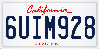 CA license plate 6UIM928