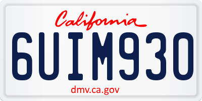 CA license plate 6UIM930