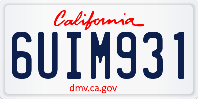 CA license plate 6UIM931