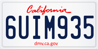 CA license plate 6UIM935