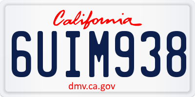 CA license plate 6UIM938