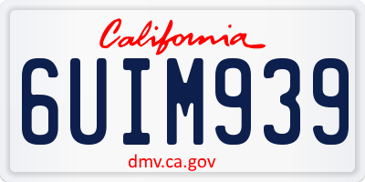 CA license plate 6UIM939