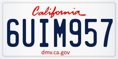 CA license plate 6UIM957